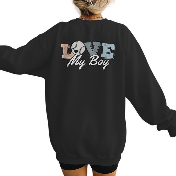 Baseball Mom Love My Boy Retro Casual Letter Print Women's Sweatshirt Back Print