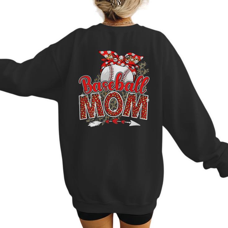 Baseball Mom Mama Mother's Day Leopard Sport Mom Mama Women's Sweatshirt Back Print