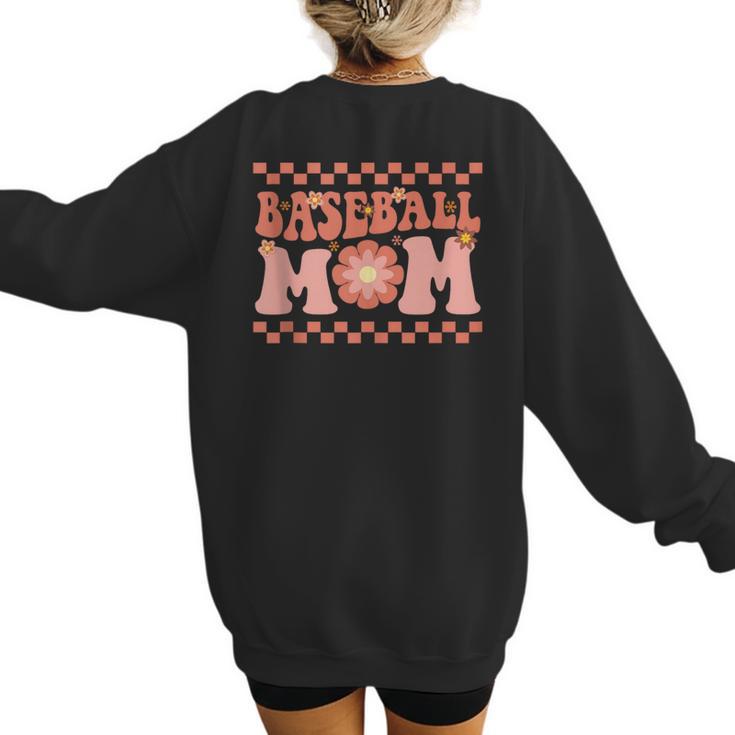Baseball Mom Baseball Player Mama Women Groovy Women's Sweatshirt Back Print