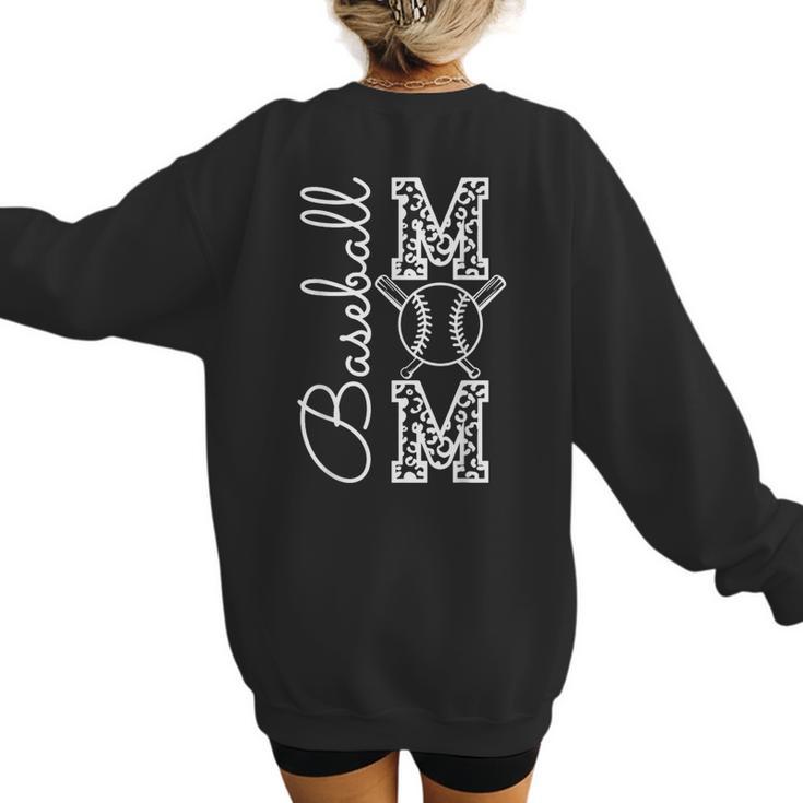 Baseball Mom Tee Leopard Mother's Day Grandma Women's Sweatshirt Back Print