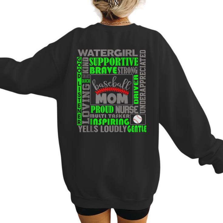 Baseball Mom Traits For Great Mothers Grey And Green Women's Sweatshirt Back Print
