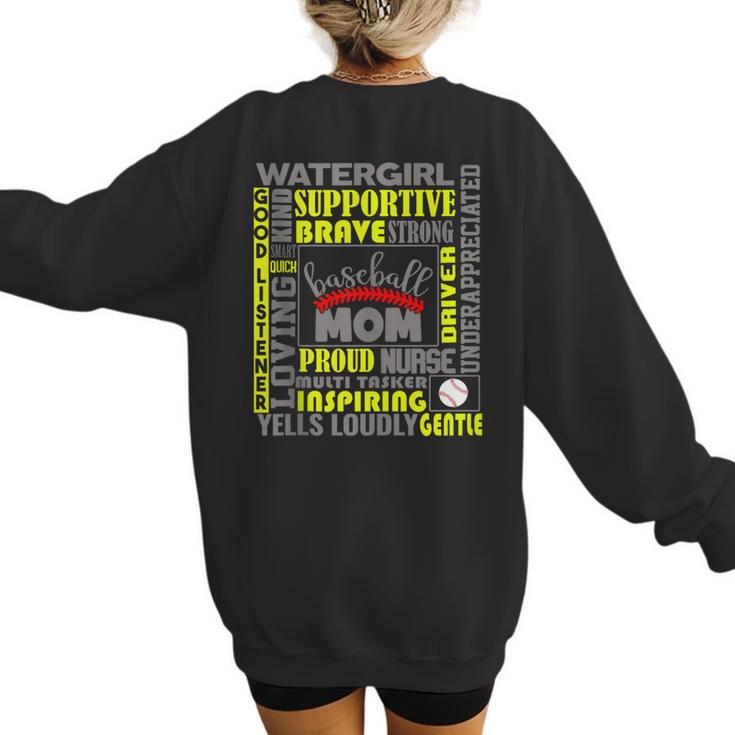 Baseball Mom Traits For Great Mothers Grey And Yellow Women's Sweatshirt Back Print