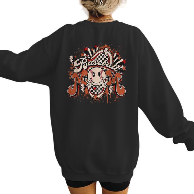 Baseball Mom Vintage Retro Groovy Sport Fan Mother Day Women's Sweatshirt Back Print