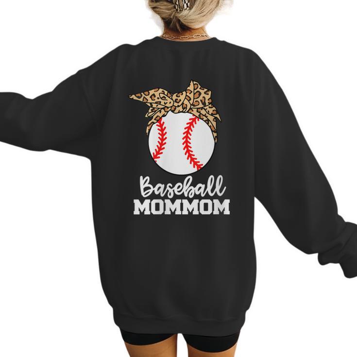 Baseball MomMom Baseball Player Leopard Mom Mom Women's Sweatshirt Back Print