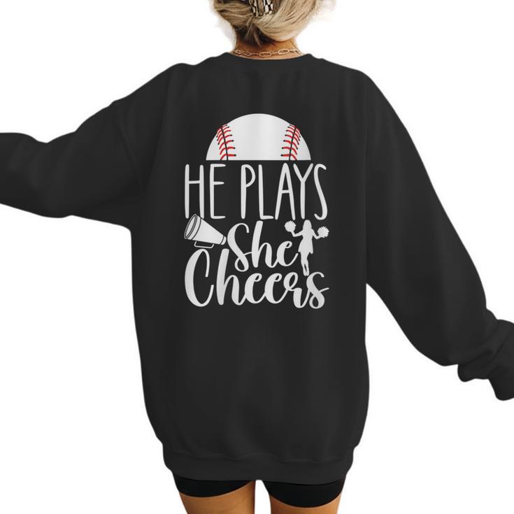 Cheer Baseball Mom Baseball And Cheer Mother Women's Sweatshirt Back Print
