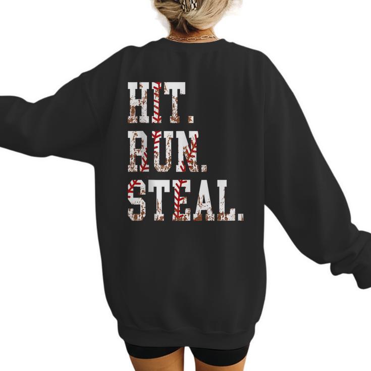 Hit Run Steal Baseball Mom For Women Baseball Women's Sweatshirt Back Print