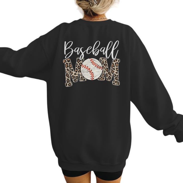 Leopard Baseball Mom Matching Baseball Mama Family Matching Women's Sweatshirt Back Print