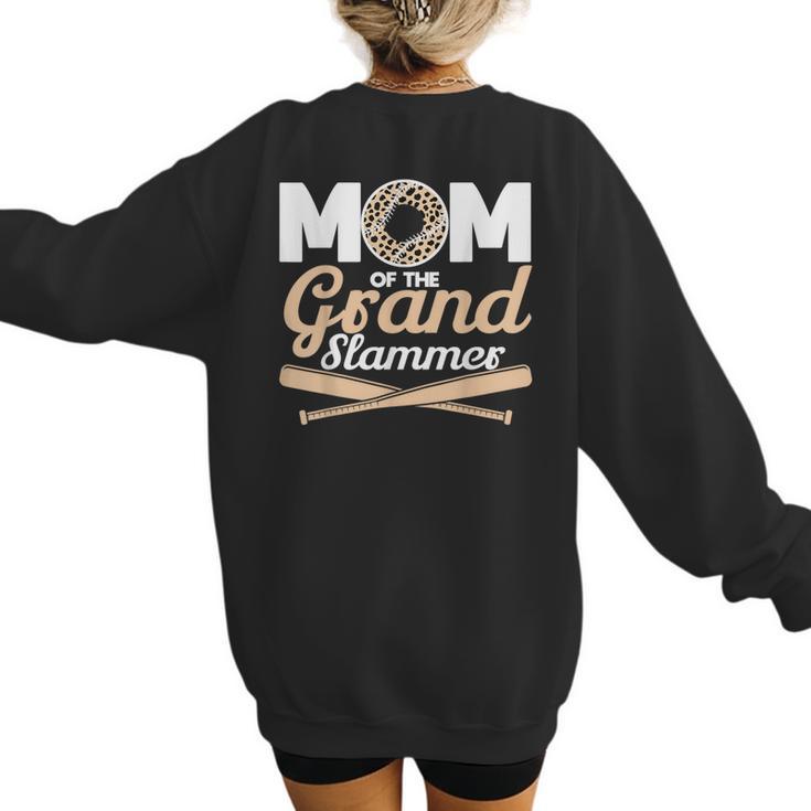 Mom Of The Grand Slammer Leopard Baseball Mom Women's Sweatshirt Back Print