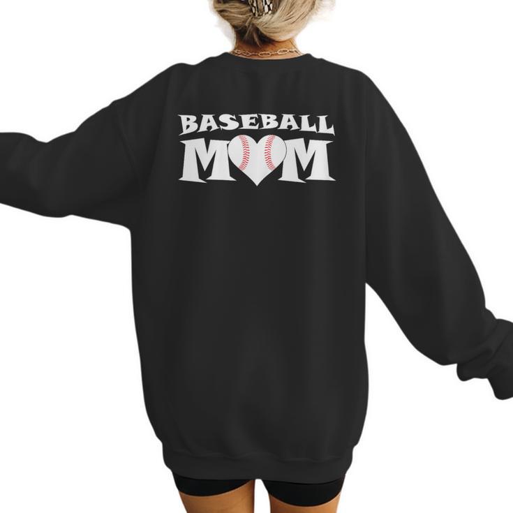 Proud Baseball Mom With Heart Game Day Women's Sweatshirt Back Print