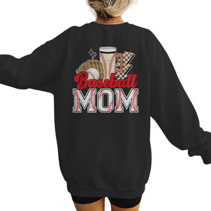 Retro Coffee Baseball Mama Mother's Day Baseball Mom Women's Sweatshirt Back Print