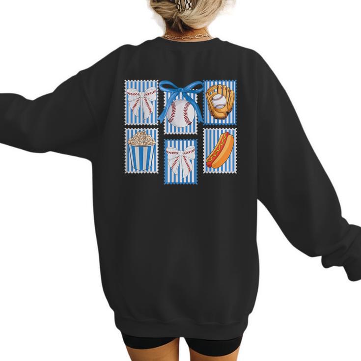 Stamps Coquette Bow Baseball Kids Youth Girls Baseball Mom Women's Sweatshirt Back Print
