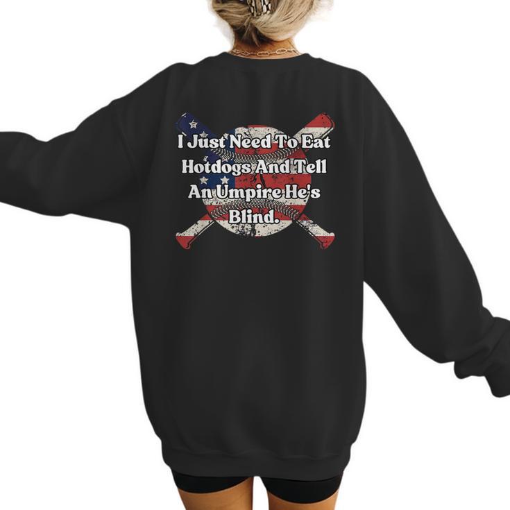 Umpire And Hotdogs 4th July Baseball Moms Women's Sweatshirt Back Print
