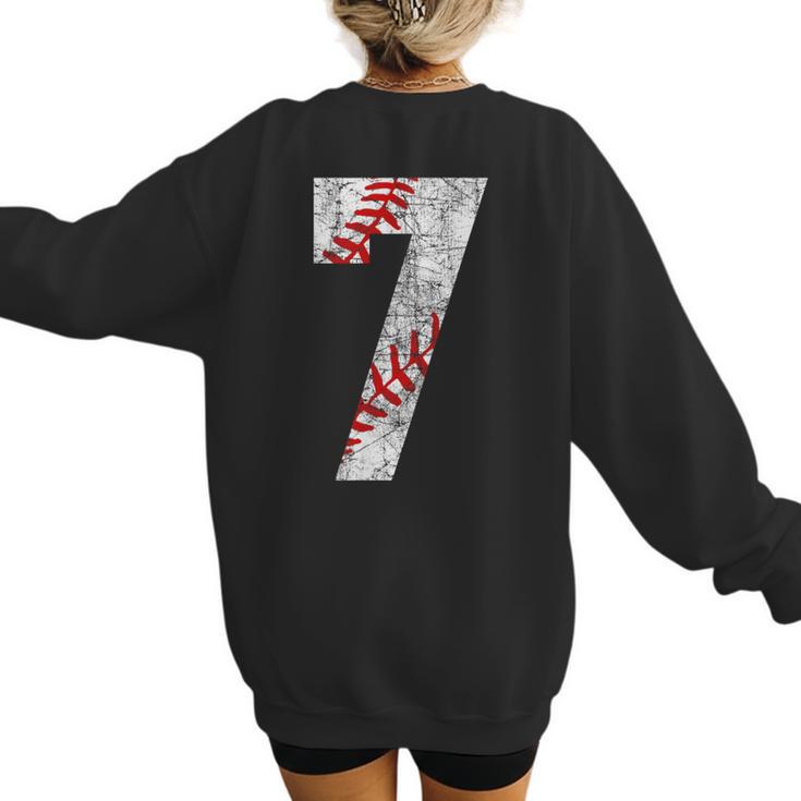 Vintage Baseball Mom 7 Jersey Baseball Favorite Player Women's Sweatshirt Back Print