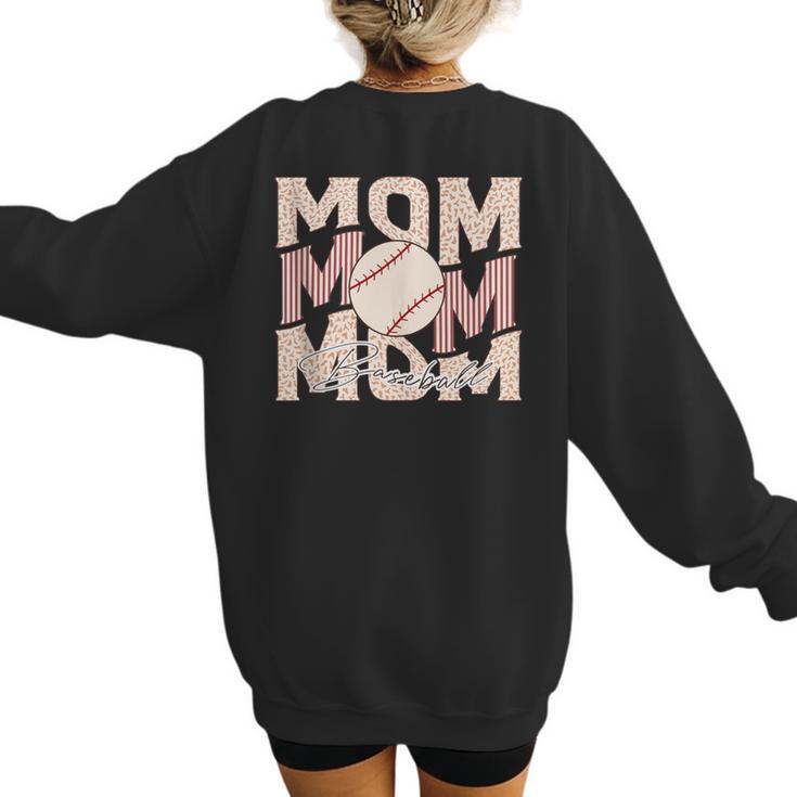 Women's Retro Baseball Mama Distressed Baseball Mom Life Women's Sweatshirt Back Print