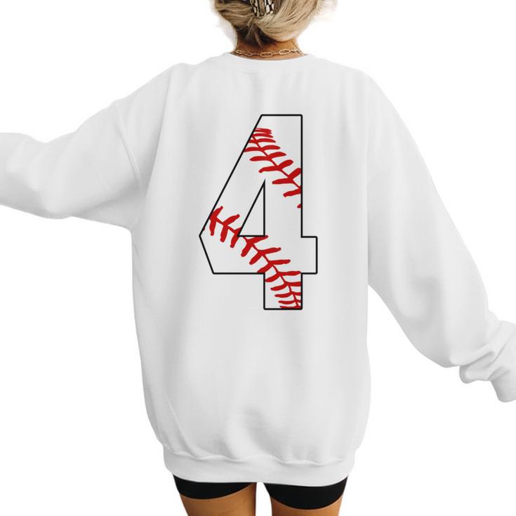 4 Laces 4th Birthday Boy Four Years Baseball Mom T-Shirt Women's Sweatshirt Back Print