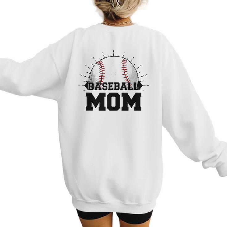 American Flag Patriotic Game Day Baseball Mom Women's Sweatshirt Back Print