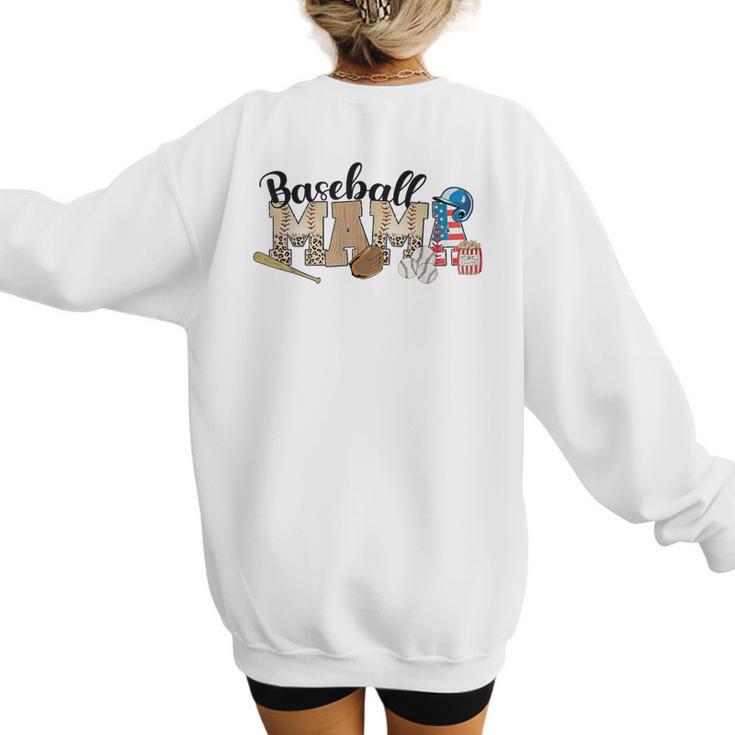 Baseball Mama Leopard Baseball Mom Mother's Day Women's Sweatshirt Back Print