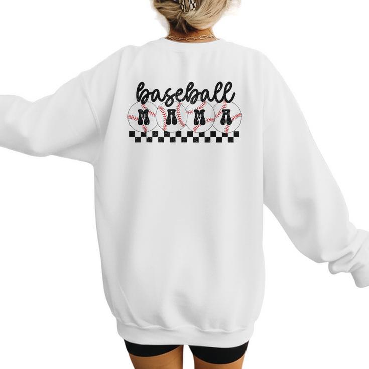 Baseball Mama Retro Groovy Baseball Mom Mother Game Day Women's Sweatshirt Back Print