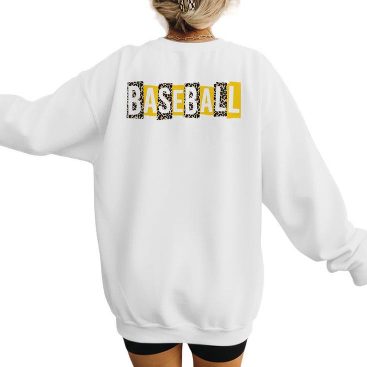 Baseball Mama Yellow Leopard Print Baseball Mom Gear Sports Women's Sweatshirt Back Print