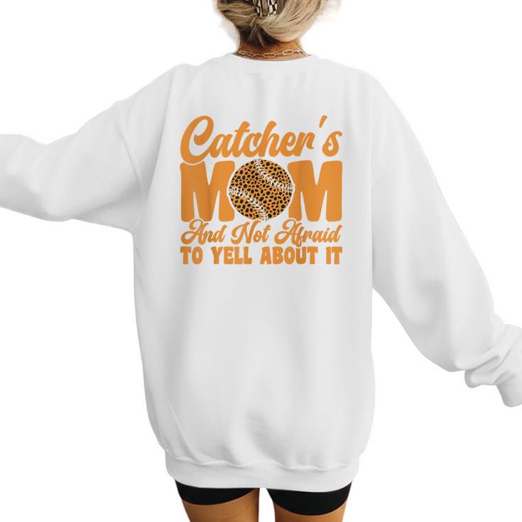 Baseball Mom Catcher's Mom Leopard Softball Mom Women's Sweatshirt Back Print