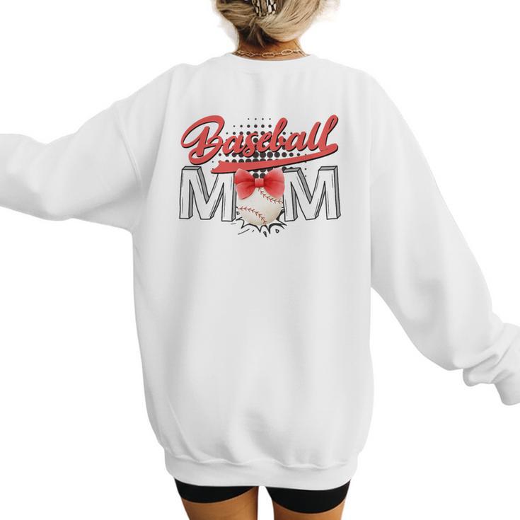 Baseball Mom Coquette Pink Bow Baseball Mama Premium Women's Sweatshirt Back Print