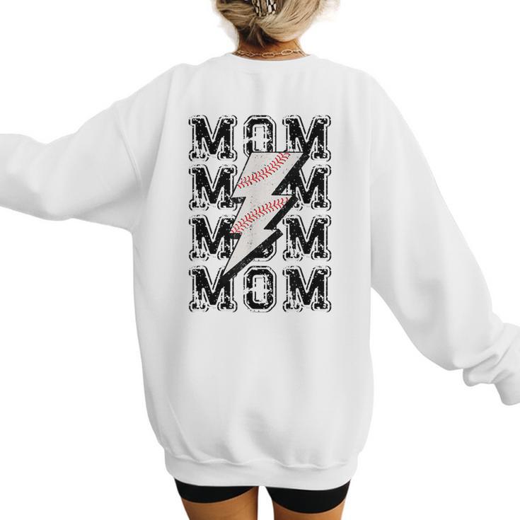 Baseball MOM Lightning Bolt Tshirt Retro Women's Sweatshirt Back Print