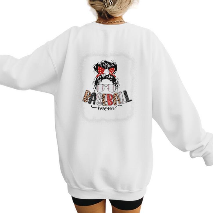 Baseball Mom Messy Bun Mommy Baseball Player Premium Women's Sweatshirt Back Print