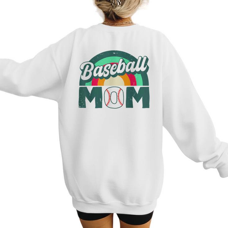 Baseball Mom Rainbow Game Day Women's Sweatshirt Back Print