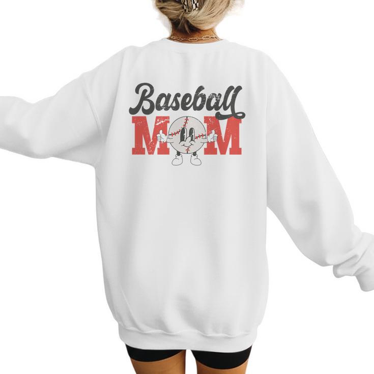 Baseball Mom Retro Distressed Baseball Family Matching Women's Sweatshirt Back Print