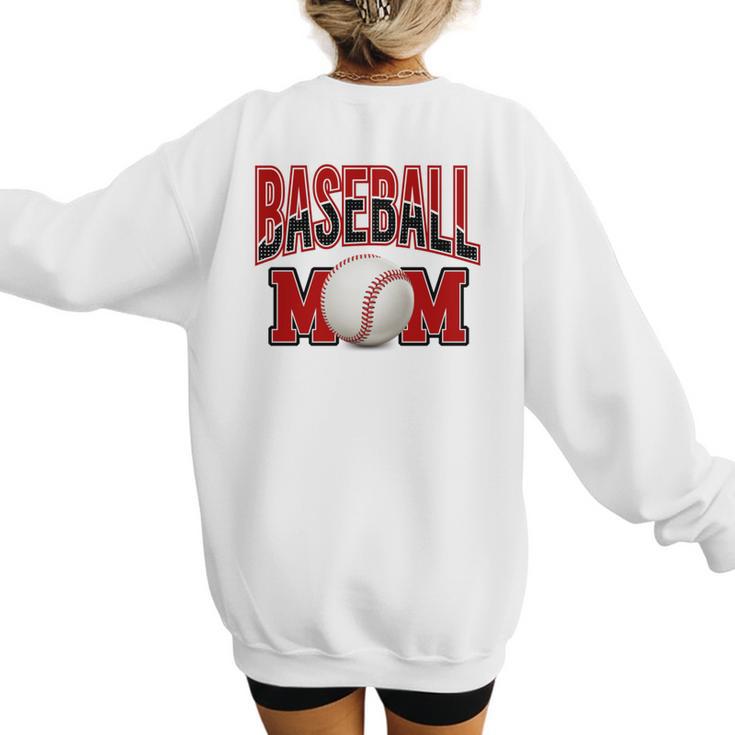 Baseball Mom Sports Red Women's Sweatshirt Back Print