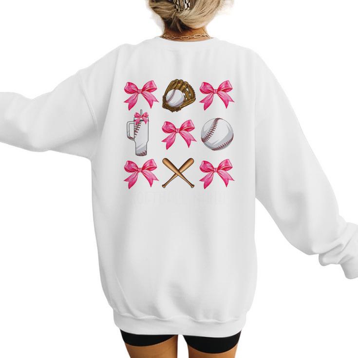 Baseball Nana Era Bows Baseball Mom Women Women's Sweatshirt Back Print