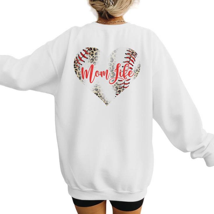 Cute Baseball Mom Heart Mother's Day Sport Mama Mom Life Women's Sweatshirt Back Print