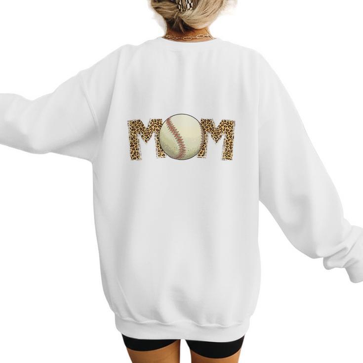 Cute Baseball Mom Leopard Print Mom For Mother's Day Women's Sweatshirt Back Print