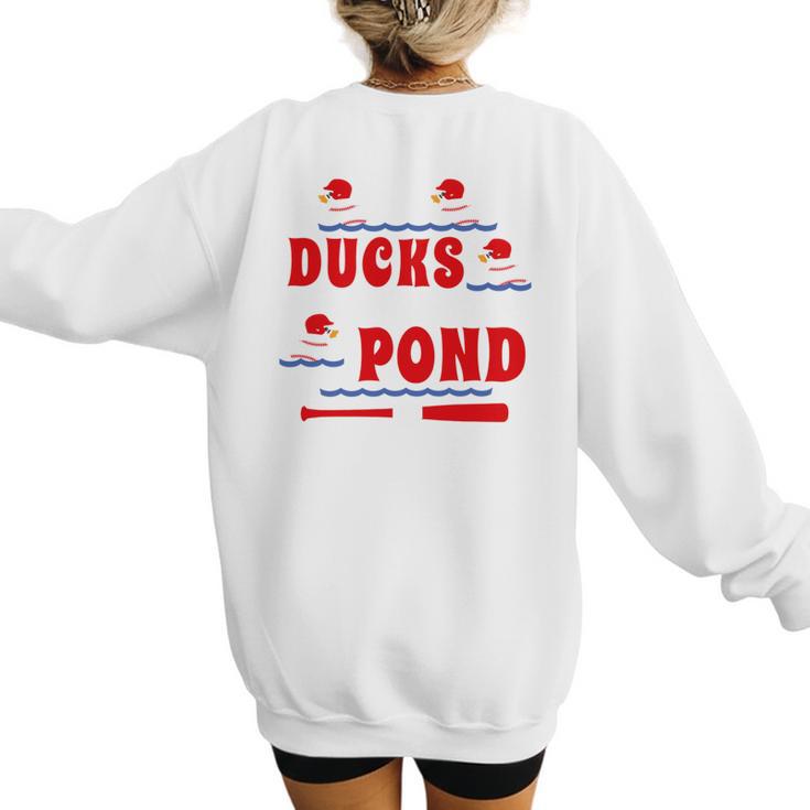 Cute Ducks On The Pond Cute Baseball Mom T-Shirt Women's Sweatshirt Back Print
