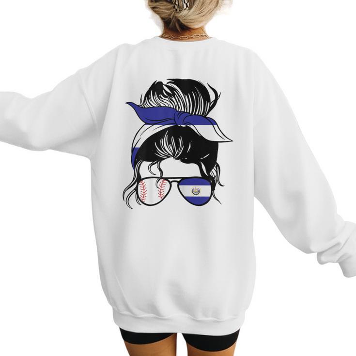 El Salvador Baseball Mom Salvador Baseball Girl Women's Sweatshirt Back Print