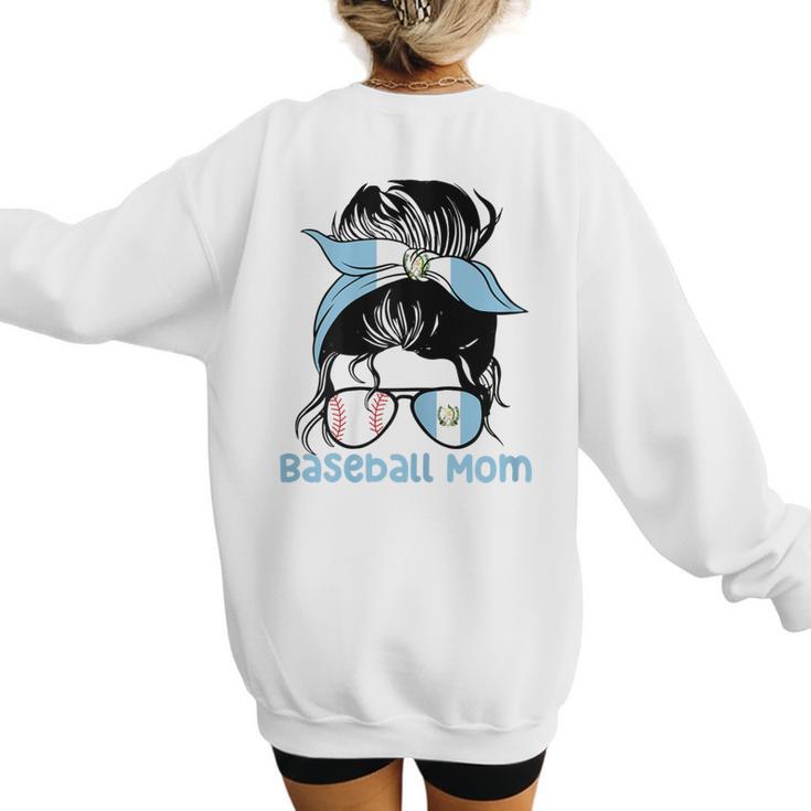 Guatemala Baseball Mom Messy Bun Women's Sweatshirt Back Print