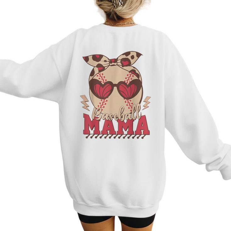 Heart Glasses Baseball Mama Baseball Mom Mother's Day Women's Sweatshirt Back Print