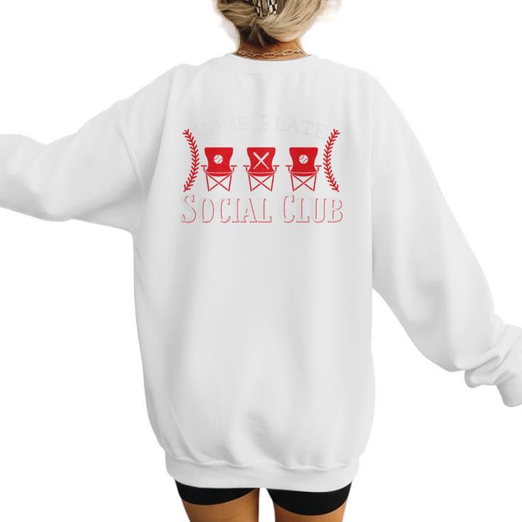Home Plate Social Club Softball Season Baseball Mom Premium Women's Sweatshirt Back Print