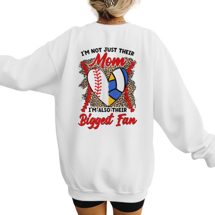I'm Their Biggest Fan Volleyball Baseball Mom Women's Sweatshirt Back Print