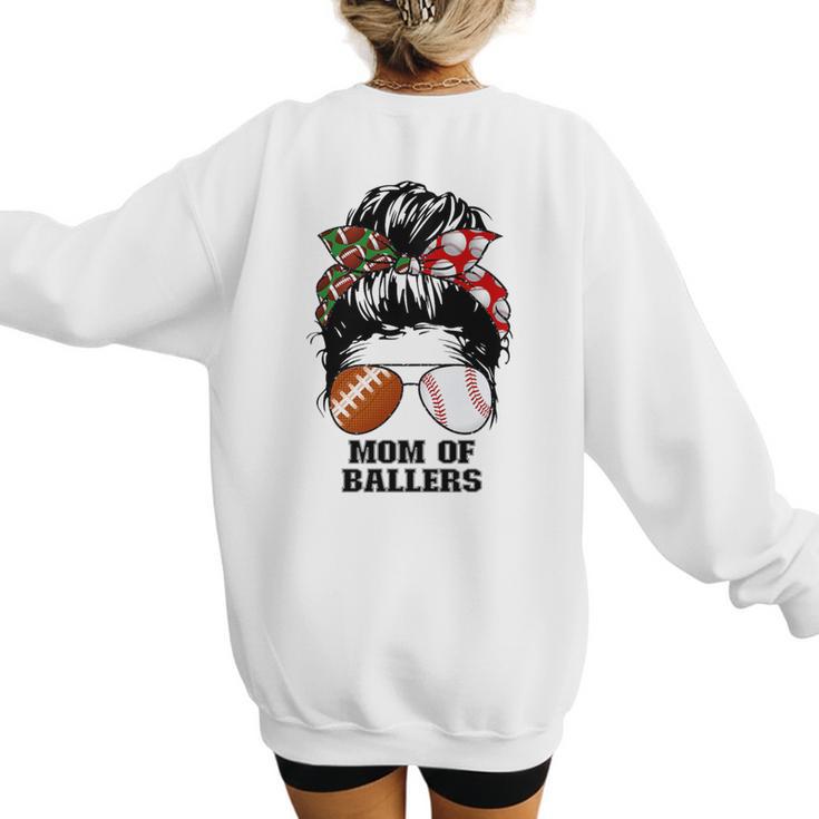 Mom Of Ballers Messy Bun Football Mom Baseball Mom Of Both Premium Tri-Blend Women's Sweatshirt Back Print Mom Of Ballers Messy Bun Football Mom Baseball Mom Of Both Premium Tri-Blend Women's Sweatshirt Back Print