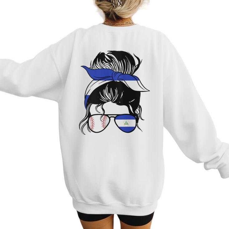 Nicaraguan Baseball Mom Nicaragua Flag Baseball Girl Women's Sweatshirt Back Print