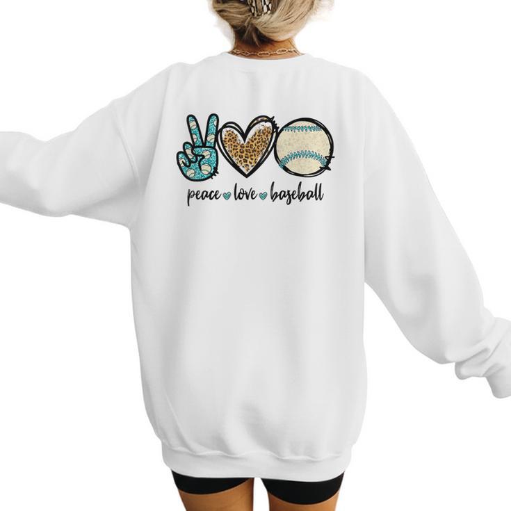 Peace Love Baseball Lover Motif For Women Pink Baseball Mom Women's Sweatshirt Back Print