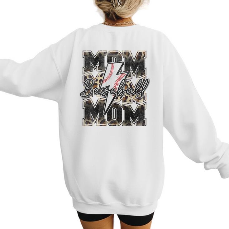 Retro Baseball Mom Mama Baseball Life Mother's Day Baseball Women's Sweatshirt Back Print