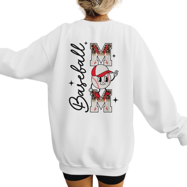 Retro Baseball Mom Mama Baseball Life Softball Life Game Day Women's Sweatshirt Back Print