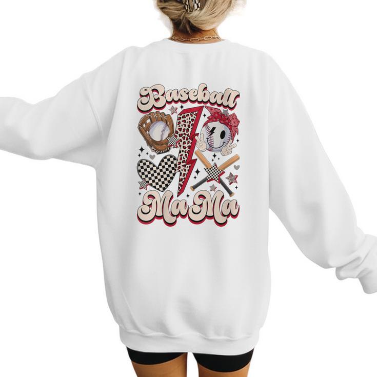 Retro Groovy Baseball Mama Baseball Mom Lover Women's Sweatshirt Back Print