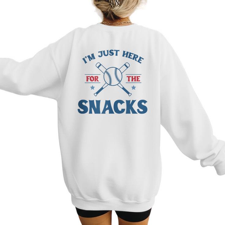 Spring 2024 Season Cute Baseball Mom Here For The Snacks Women's Sweatshirt Back Print