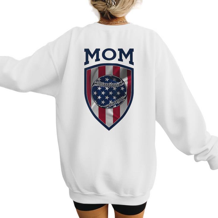 USA Mum Mother's Day Baseball Mom Women's Sweatshirt Back Print