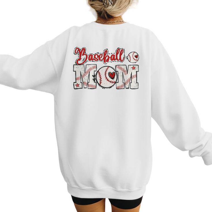 Vintage Baseball Mom Sports Fan Love Heart Women's Sweatshirt Back Print