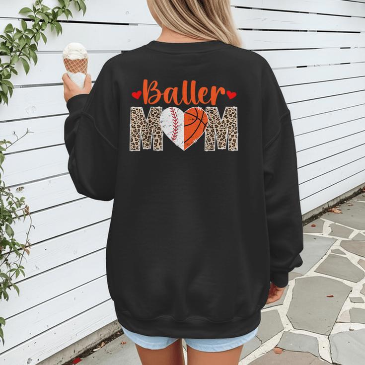 Baller Mom Leopard Basketball Baseball Mom Women's Sweatshirt Back Print