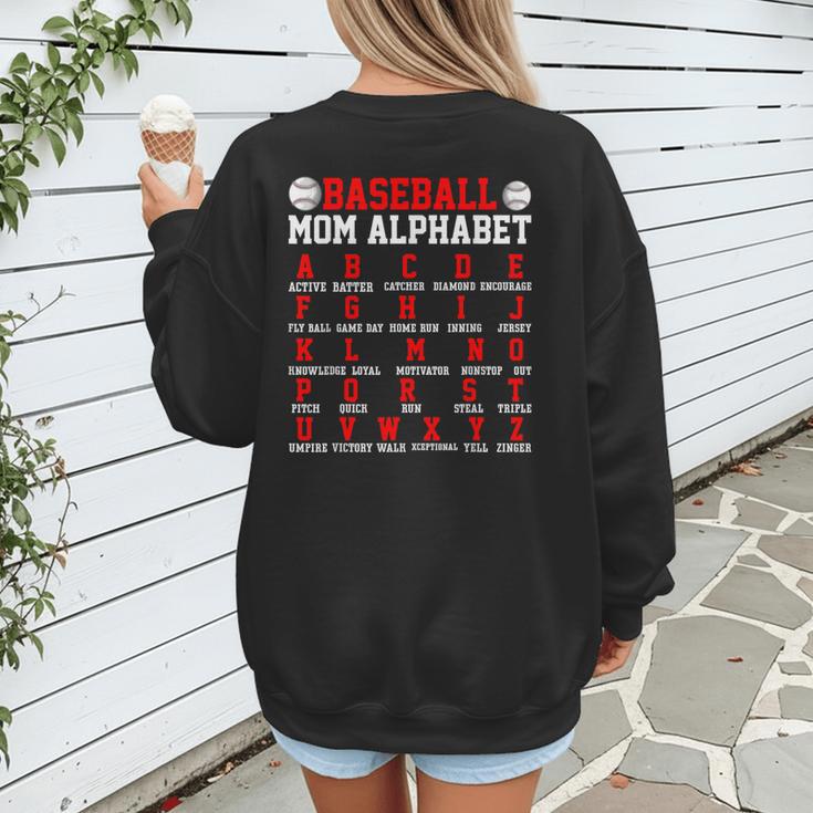 Baseball Mom Alphabet Parent Mama Player Game Sport Fan Women's Sweatshirt Back Print